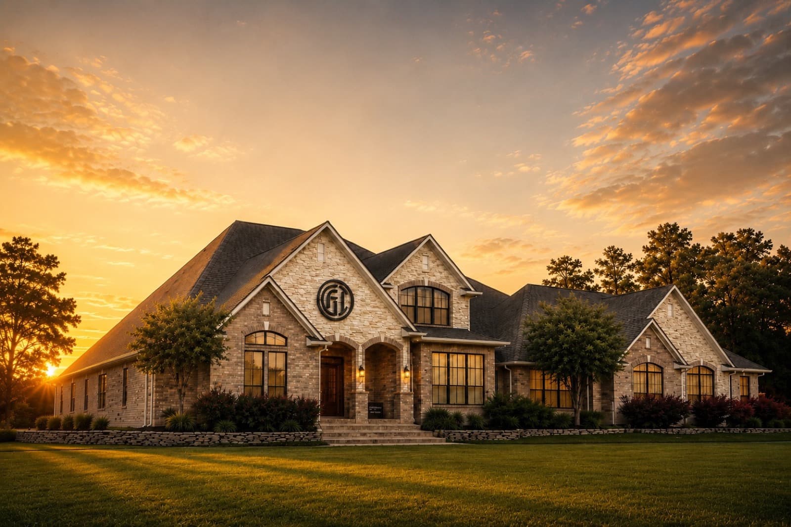 The GFI clubhouse at sunset